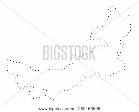 Vector Stroke Dot Chinese Inner Mongolia Map In Black Color, Small Border Points Have Diamond Shape.