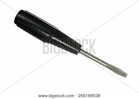 Isolated Image Of Cross Screwdriver.crosshead Screwdriver On White Background. Rare Reliable Tool.