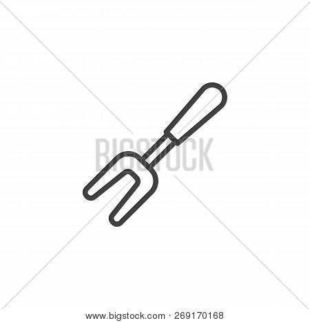 Meat Fork Outline Icon. Linear Style Sign For Mobile Concept And Web Design. Carving Fork Simple Lin