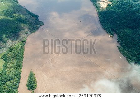 Aerial View Of River Caroni In Venezuela