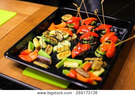 Salmon Steak In Spices On Grill Pan