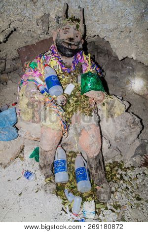 Potosi, Bolivia - April 20, 2015: El Tio, Idol Worshipped By Local Miners Potosi Bolivia