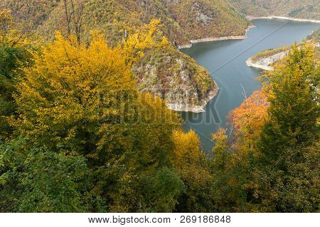 Amazing Autumn Landscape Of Tsankov Kamak Reservoir, Smolyan Region, Bulgaria