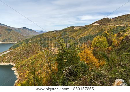 Amazing Autumn Landscape Of Tsankov Kamak Reservoir, Smolyan Region, Bulgaria