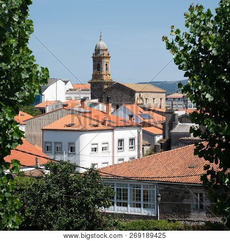 View Over The Roofs Of The City Center Of Melide, Galicia, Spain