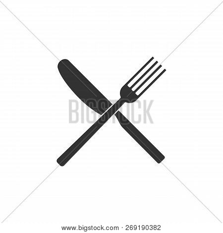 Cultery Icon, Knife Fork Spoon Sign. Flat Design, Vector Illustration.