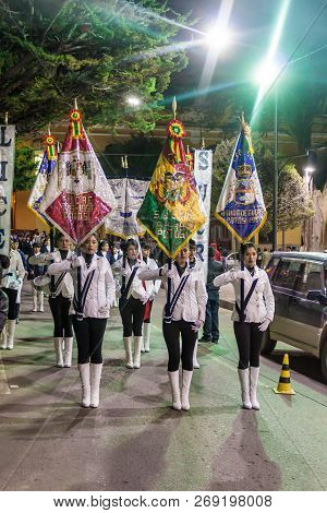 Potosi, Bolivia - April 17, 2015: Anniversary Celebration Of The High School Liceo De Senoritas Sucr