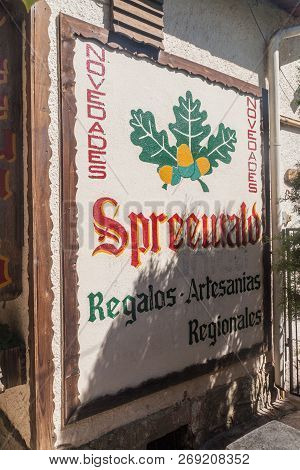 Villa General Belgrano, Argentina - Apr 3, 2015: Sign Of A Souvenir Shop In Villa General Belgrano, 