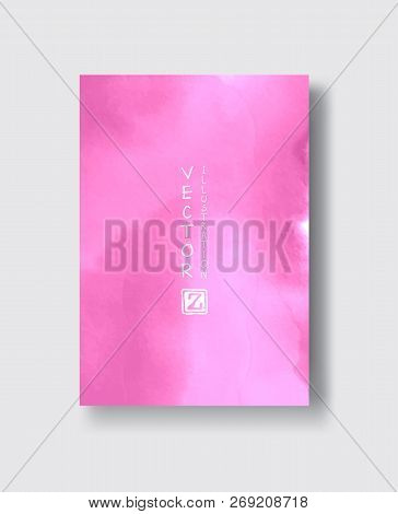 Elegant Brochure Template Design With Pink Ink Brush Elements. Abstract Decoration. Vector Illustrat