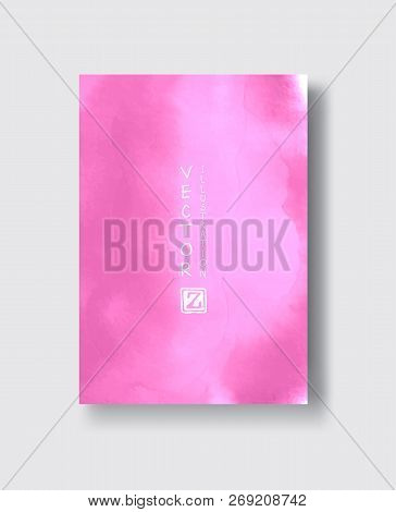 Elegant Brochure Template Design With Pink Ink Brush Elements. Abstract Decoration. Vector Illustrat