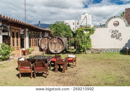 Cafayate, Argentina - Aug 6, 2015: Garden Of Winery Bodega Nanni In Cafayate