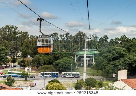 Salta, Argentina - April 9, 2015: View Of A Lower Station Of A Cable Car To Cerro San Bernardo Mount