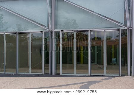 Environment, Glass Facade And Entrance Area Of The Federal Environmental Agency In Dessau