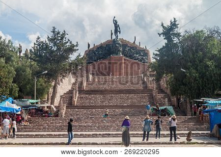 Humahuaca, Argentina - April 12, 2015: Monument Of Independency Heroes In Humahuaca Village, Argenti