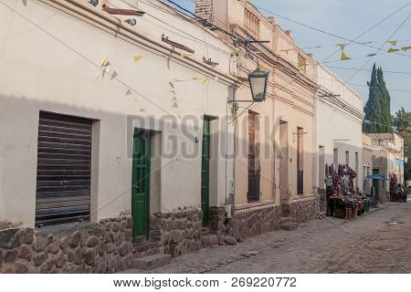 Humahuaca, Argentina - April 12, 2015: Cobbled Street In Humahuaca Village Argentina