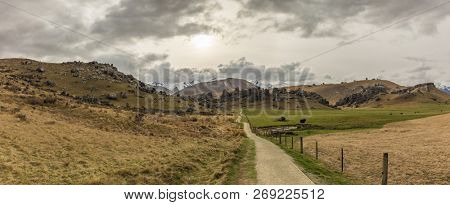 The Castle Hill Conservation Area or  Kura Tawhiti, Arthur's pass, Limestone rock formations, Southern Alps, South island, New Zealand