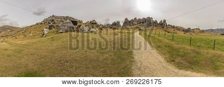 The Castle Hill Conservation Area or  Kura Tawhiti, Arthur's pass, Limestone rock formations, Southern Alps, South island, New Zealand