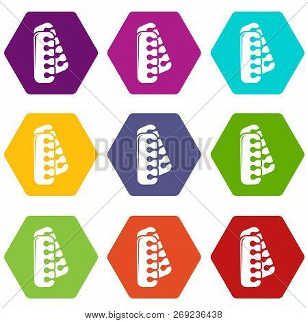 Nail Foot Tool Separator Icons 9 Set Coloful Isolated On White For Web