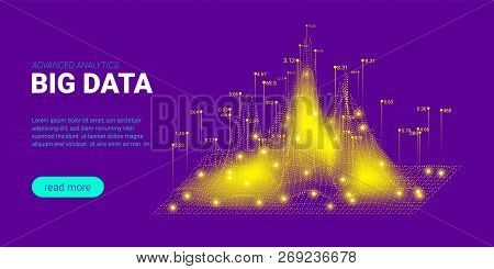 Artificial Intelligence, Big Data Analysis Visualization. Landing Page Template With Quantum Cryptog