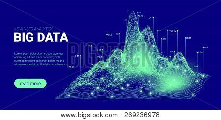 Abstract Technology Background. Big Data Stream Visualization. Landing Page With Cryptography Design