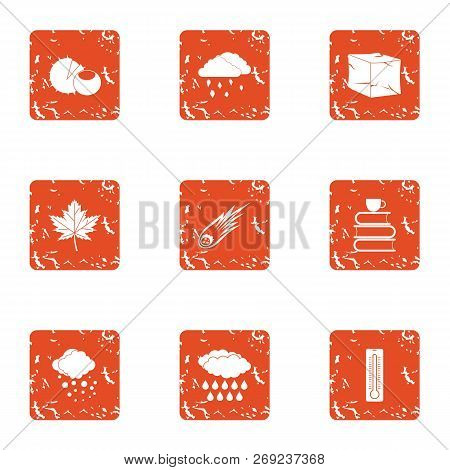 Fall Down Icons Set. Grunge Set Of 9 Fall Down Icons For Web Isolated On White Background