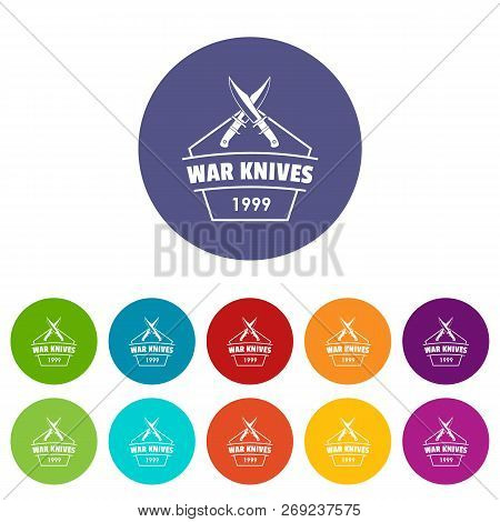 Knive War Icons Color Set For Any Web Design On White Background