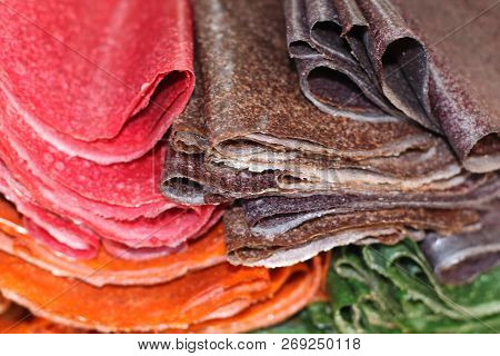 Different Colored Sweet Tklapi From Georgian Cuisine