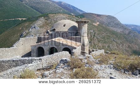 Ruins Of An Ancient Fortress In The Mountains Near Borsh, Albania