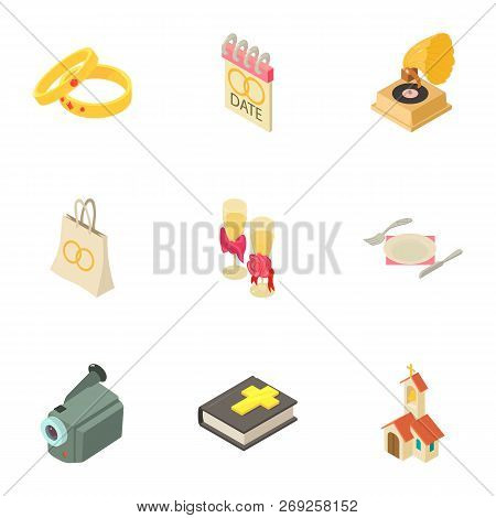 Ministration Icons Set. Isometric Set Of 9 Ministration Icons For Web Isolated On White Background