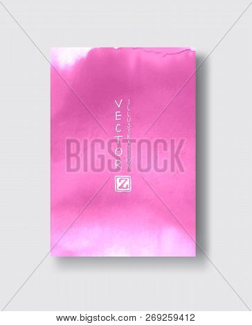 Elegant Brochure Template Design With Pink Ink Brush Elements. Abstract Decoration. Vector Illustrat