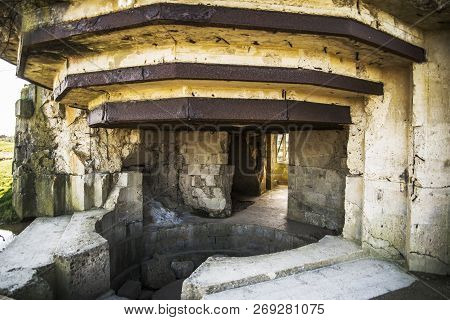 German Bunker At Point Du Hoc In Normandy, France