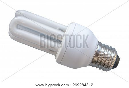 Isolated White Energy Saving Eco Cfl Lightbulb