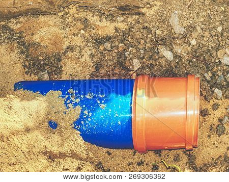 City Construction Of Portable Water Supply Pipeline With End Cover. Construction Of Drinking Water P