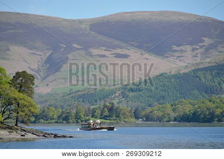 Ferry Crossing Derwentwater Near Keswick, Beneath The Slopes Of Skiddaw, Lake District