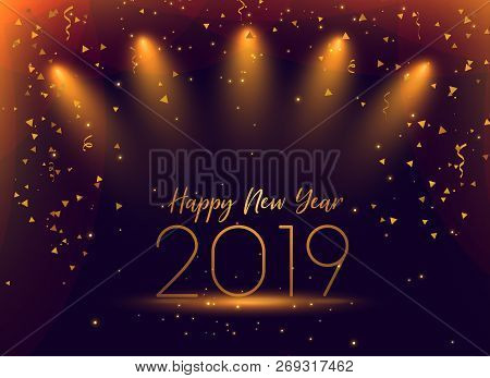 2019 New Year Celebration Confetti Background Vector Illustration
