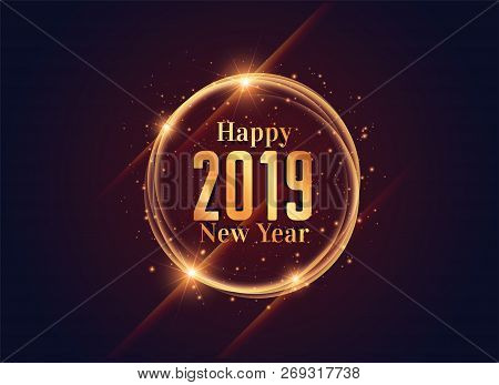 2019 Happy New Year Shiny Background Design Vector Illustration