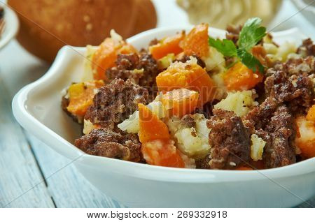 Filipino Picadillo, Stew Made Of Diced Beef, Filipino Cuisine, Traditional Assorted Dishes, Top View