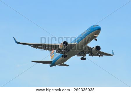 Bangkok, Thailand - Apr 23, 2018. A Boeing 767-300er Airplane Of Arkia Israeli Airlines Landing At B