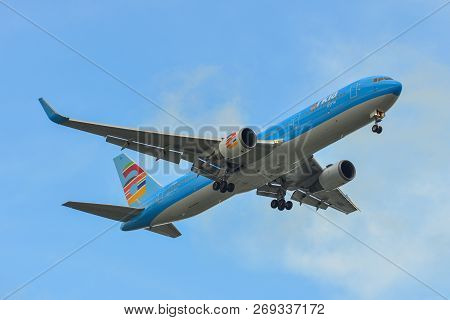 Passenger Airplane Landing At The Airport