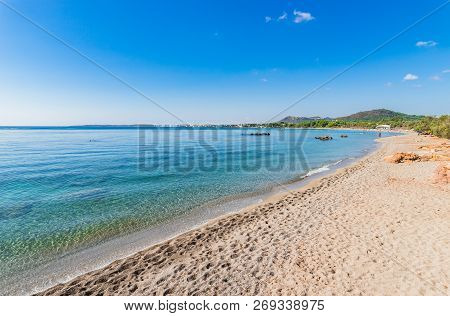 Beautiful Beach Cala Sa Marjal, Es Ribells At The Seaside Of Son Servera On Majorca Island, Spain