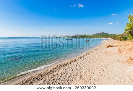 Beautiful Beach Cala Sa Marjal, Es Ribells At The Seaside Of Son Servera On Majorca Island, Spain