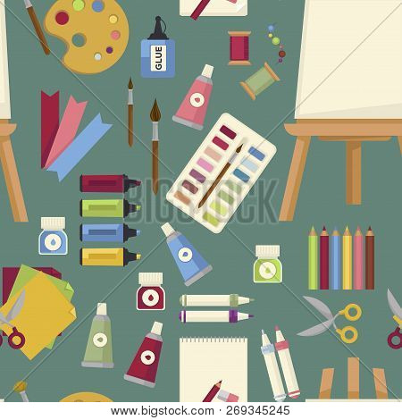 Art Creation Special Equipment To Paint And Draw Seamless Pattern.