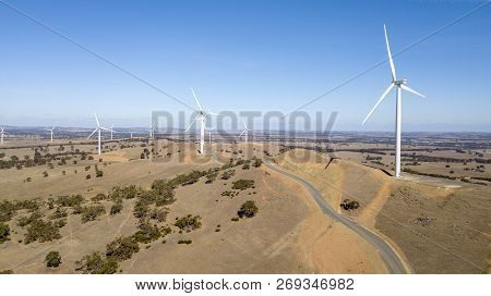 Windmills Over Hills  Aerial Photo