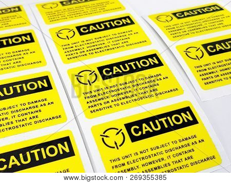 Yellow Caution Label,standard Caution Label With Text 