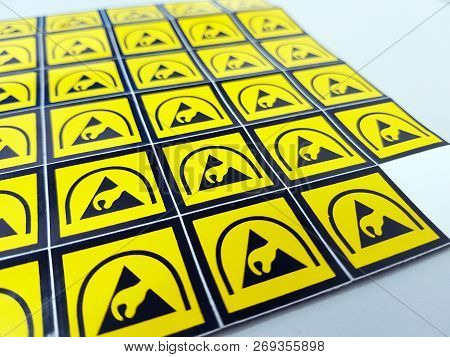 Esd Symbol Label Without Texture  For Electrostatic Sensitive Devices (esd) In Electronic Industrial