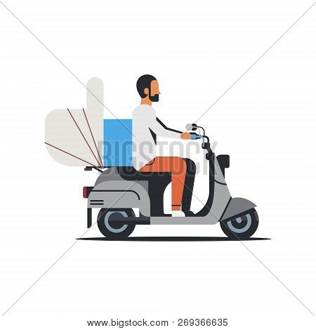 African American Man Riding Scooter With Thumb Up Like Icon Lovely Feedback Concept Isolated Flat