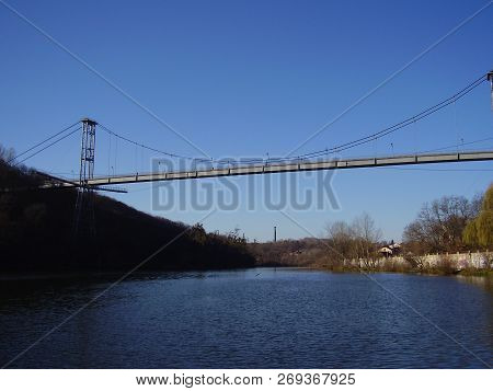 Majestic Cable-stayed Bridge Across The Teteriv River