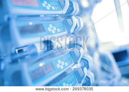 Electronic Drug Perfusion System (syringe Pump) In The Modern Equipped Critical Care Unit.