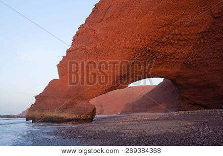 Famous Legzira Beach In Morocco, North Africa