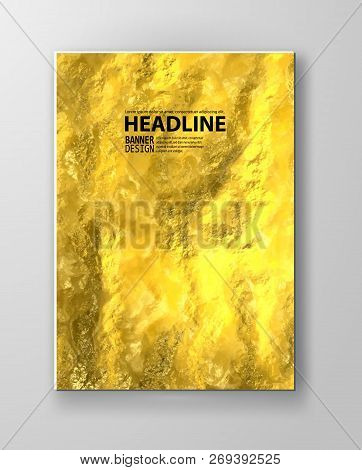 Gold Foil Texture Background. Realistic Golden Vector Elegant Brochure, Shiny And Metal Gradient Tem
